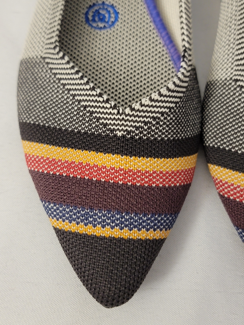 Rothy's The Point Inverse Multicolor Stripe Flats Size 7.5 - Picture 10 of 13